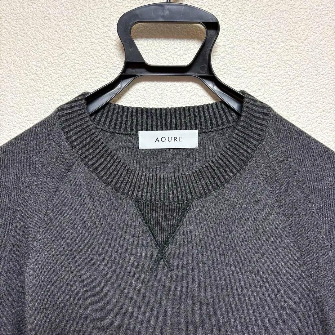美品★【AOURE】 アウール スウェットライククルーネックニット