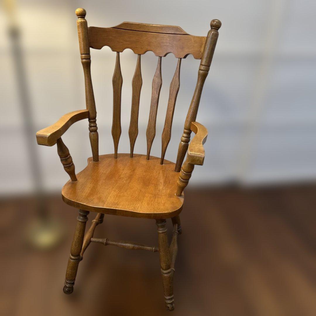 ジャンク・アンティーク家具・木製スピンドルバックチェア・アメリカンカントリー