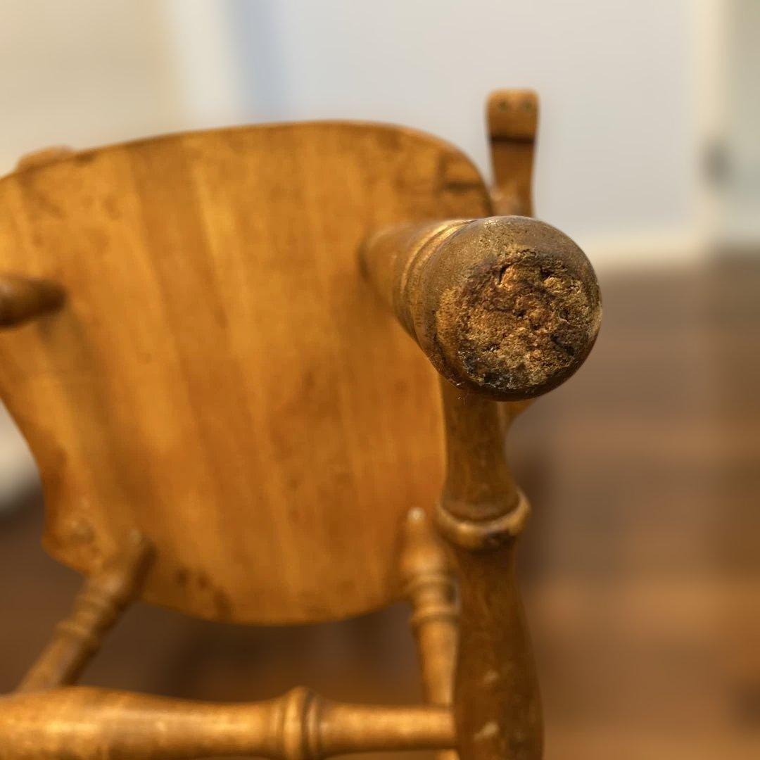 ジャンク・アンティーク家具・木製スピンドルバックチェア・アメリカンカントリー