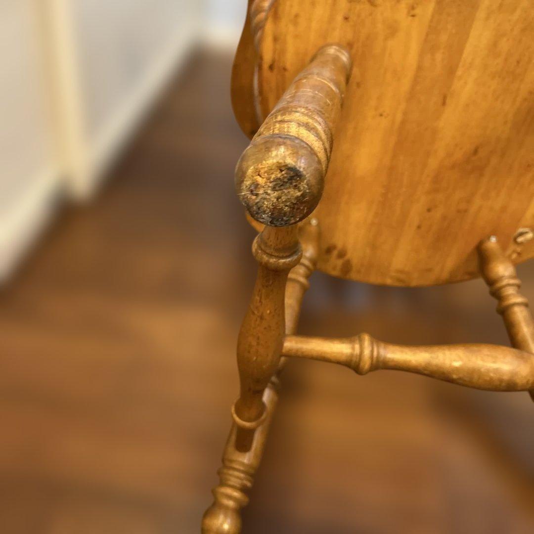 ジャンク・アンティーク家具・木製スピンドルバックチェア・アメリカンカントリー