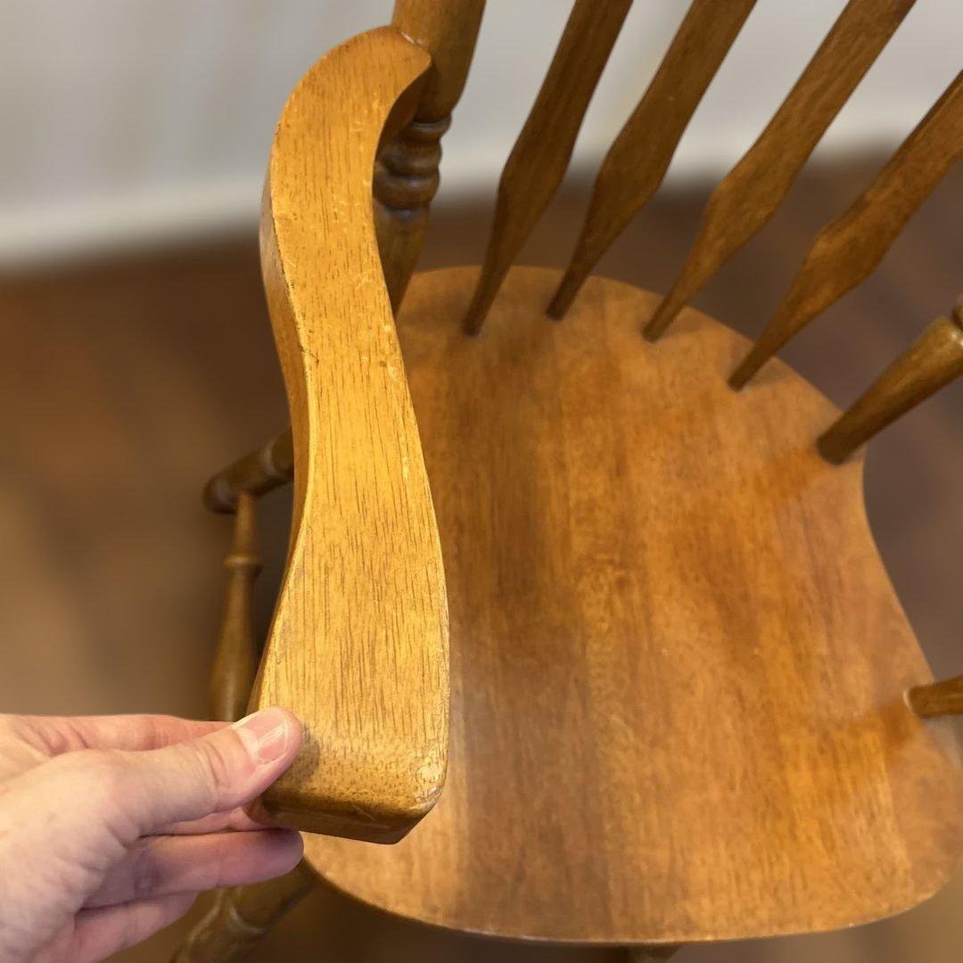 ジャンク・アンティーク家具・木製スピンドルバックチェア・アメリカンカントリー