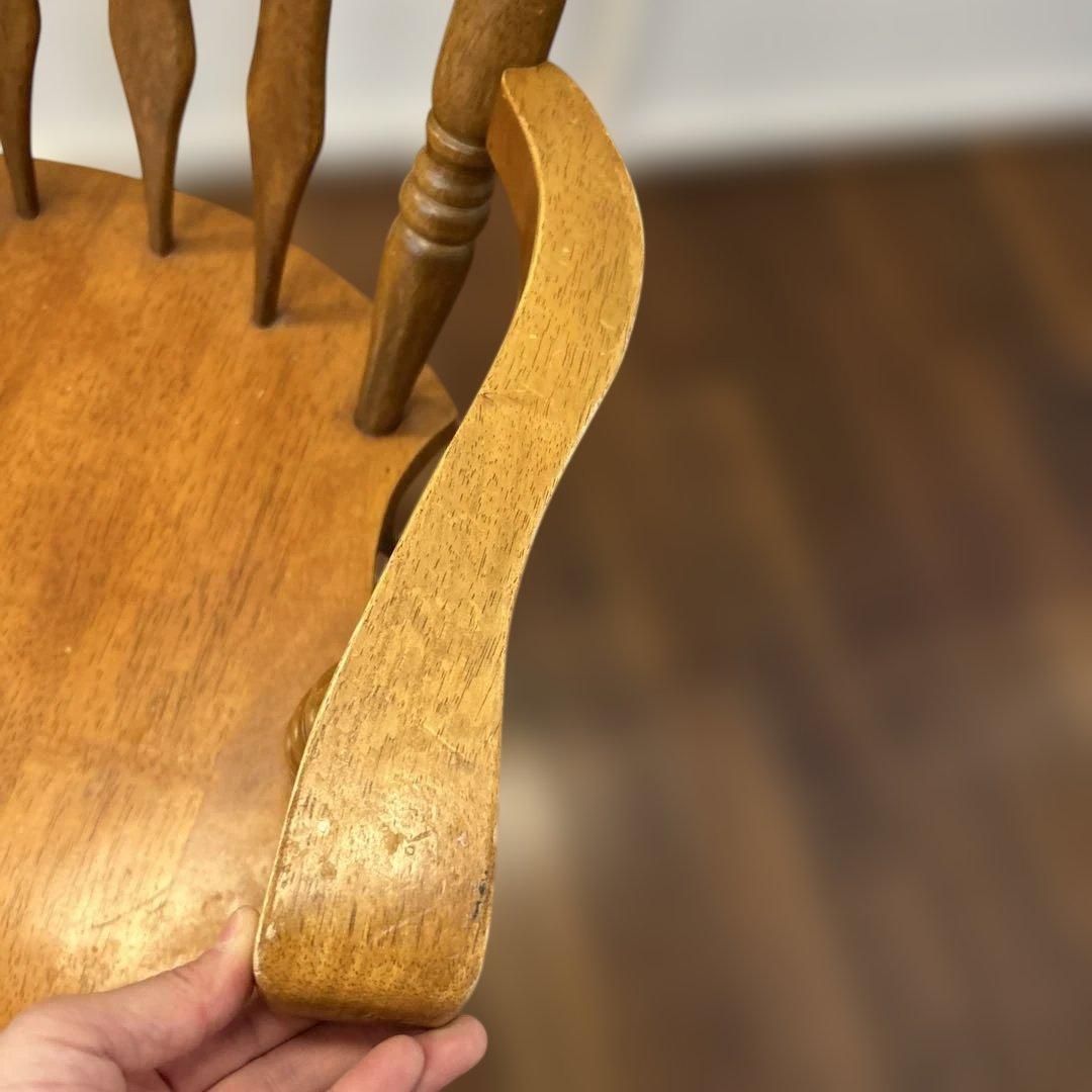 ジャンク・アンティーク家具・木製スピンドルバックチェア・アメリカンカントリー