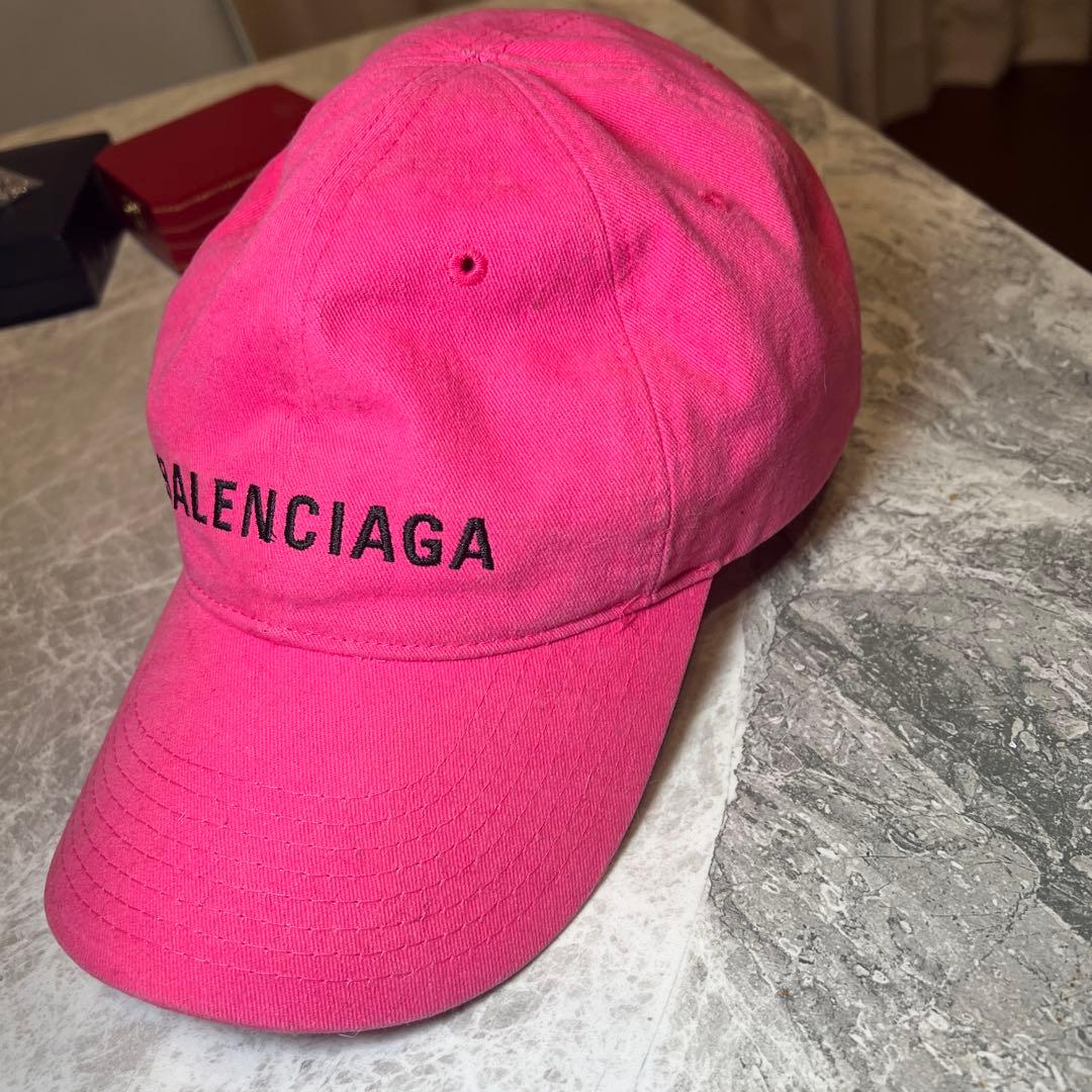 【サイズ調整可能】BALENCIAGA バレンシアガ キャップ 帽子 ピンク