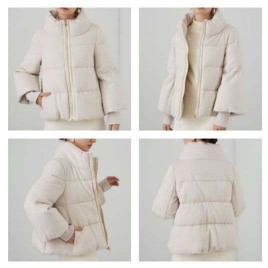 【新品】ANAYI アルパカシャギーダウンコート アイボリー36