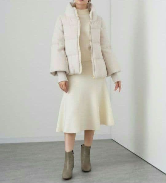 【新品】ANAYI アルパカシャギーダウンコート アイボリー36