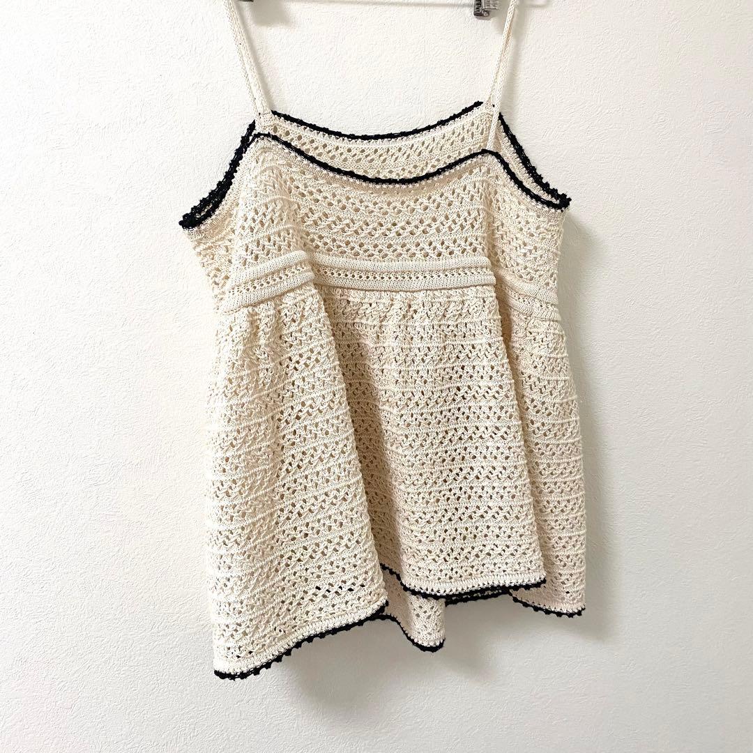 ミラオーウェン クロシェニットキャミ×ノースリトップス