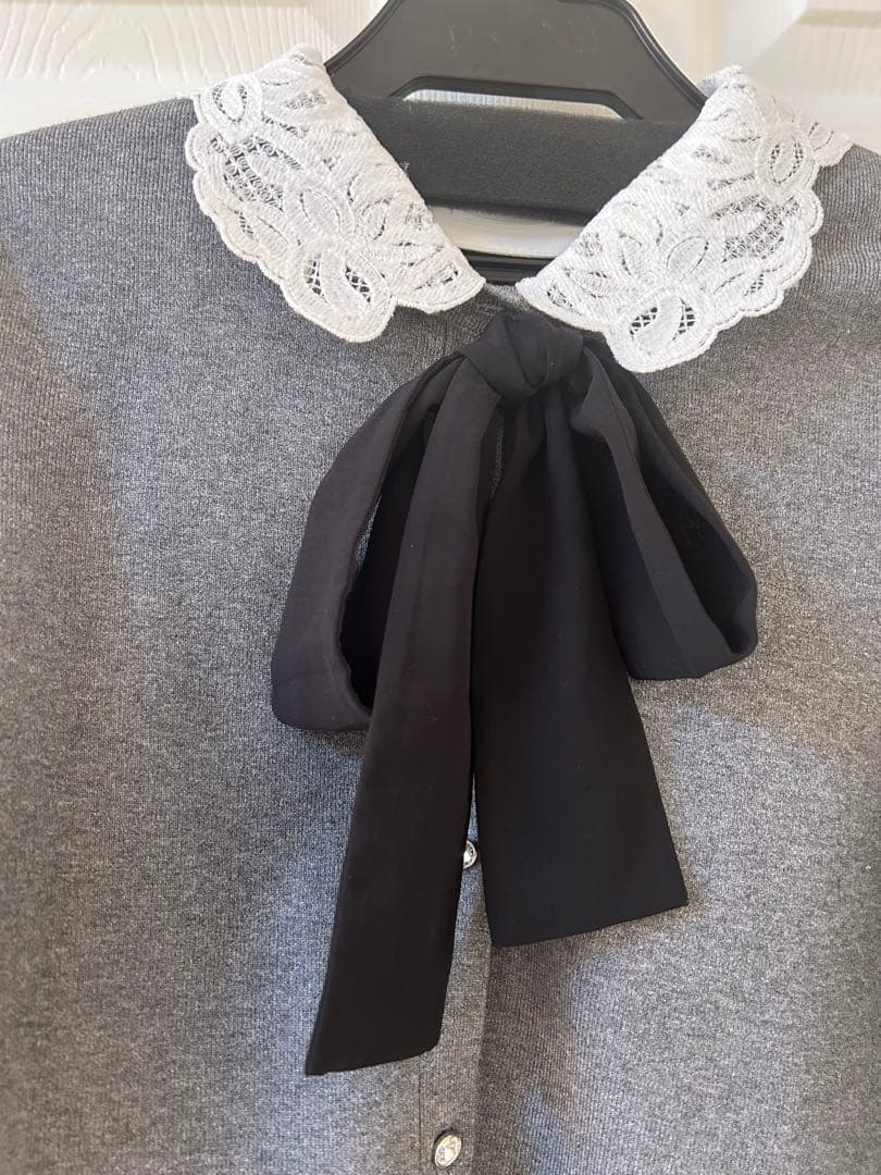 セルフォード 【WEB限定】デタッチャブルレースカラーカーディガン　CGRY