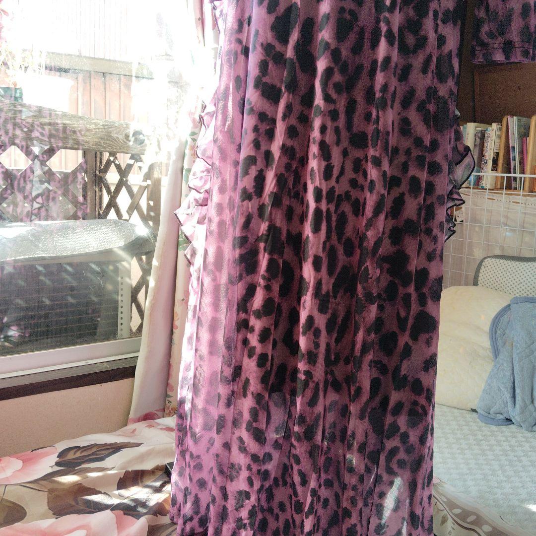 社交ダンス用ヒョウ柄ドレス 蝶々ベルト付き