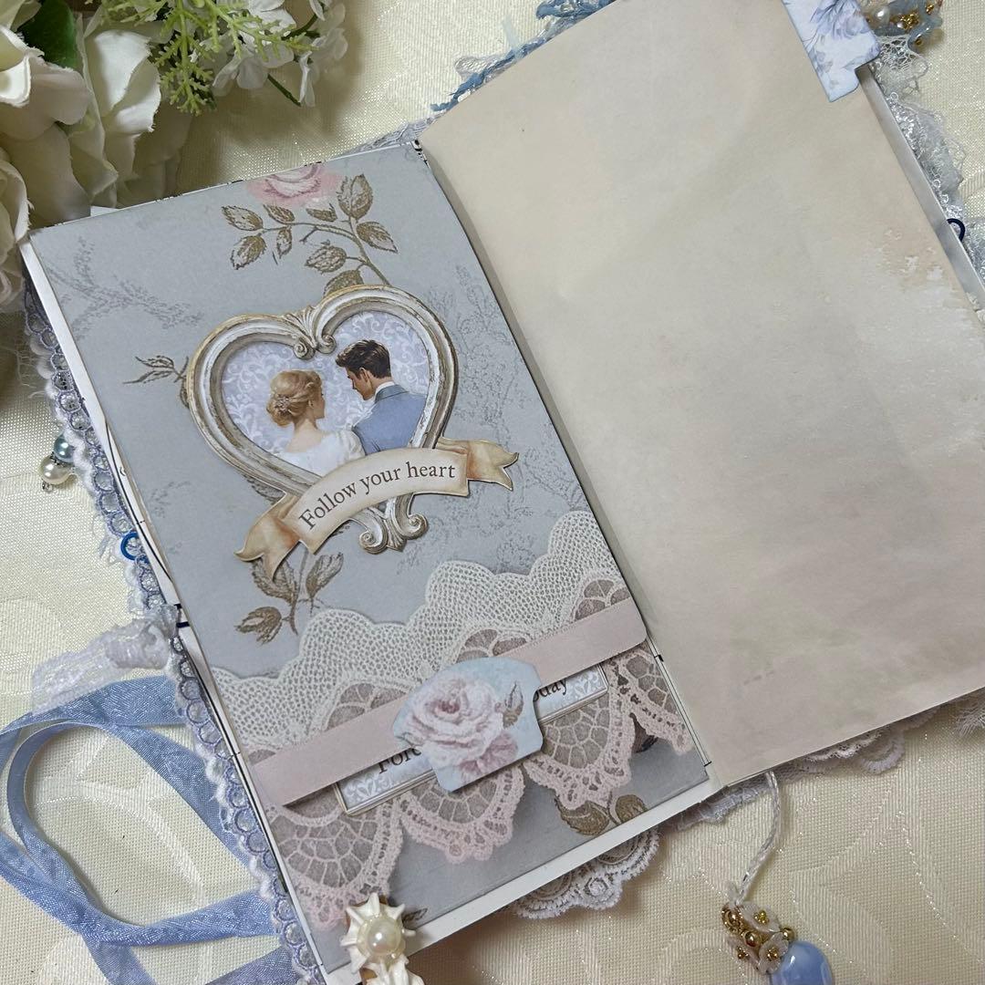 薔薇とレースのジャンクジャーナル・雑記帳　Blue Wedding