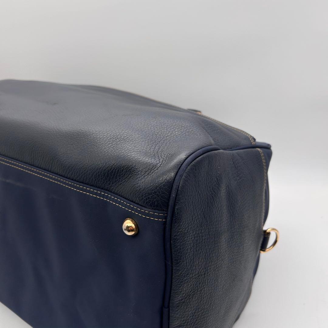 極美品　ヴァレンティノガラバーニ　ボストンバッグ　2way　レザー　ナイロン　紺