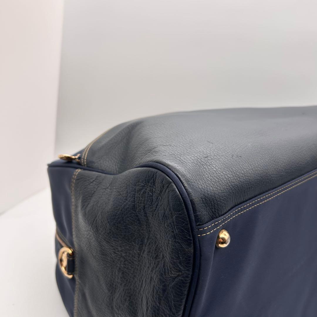 極美品　ヴァレンティノガラバーニ　ボストンバッグ　2way　レザー　ナイロン　紺