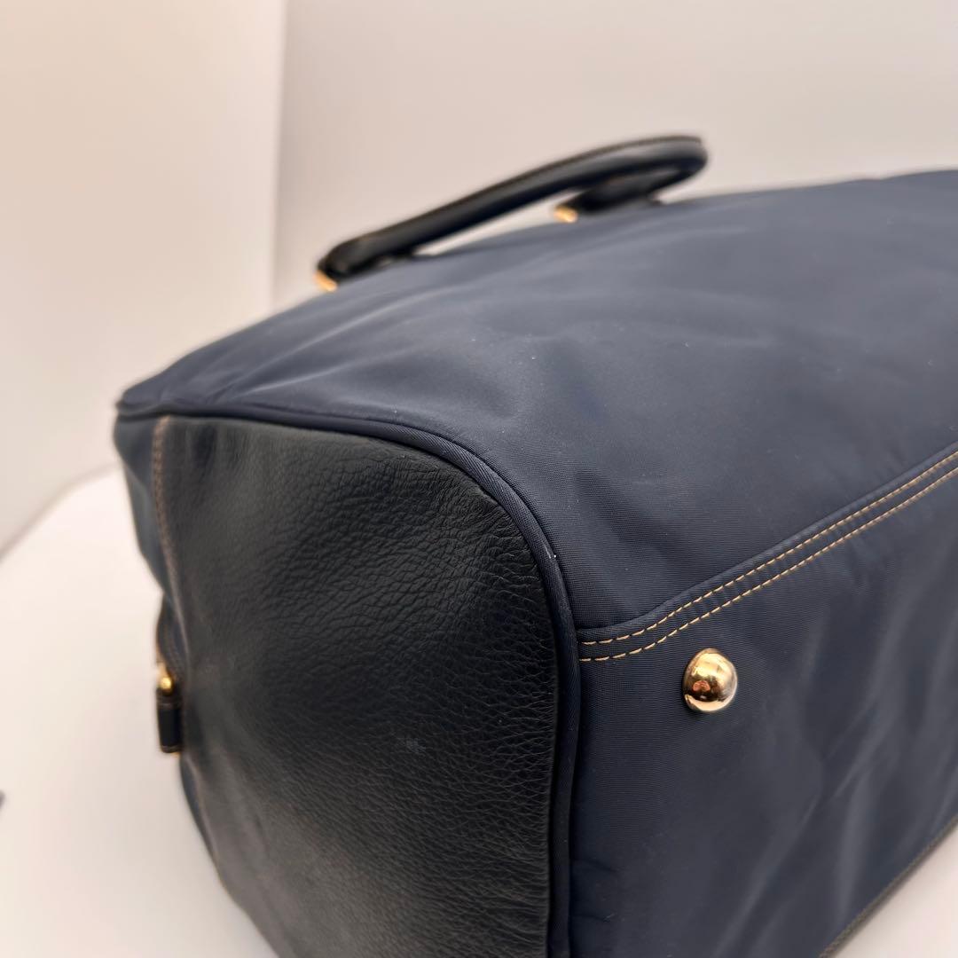 極美品　ヴァレンティノガラバーニ　ボストンバッグ　2way　レザー　ナイロン　紺