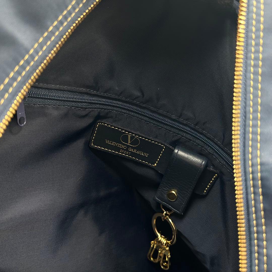 極美品　ヴァレンティノガラバーニ　ボストンバッグ　2way　レザー　ナイロン　紺