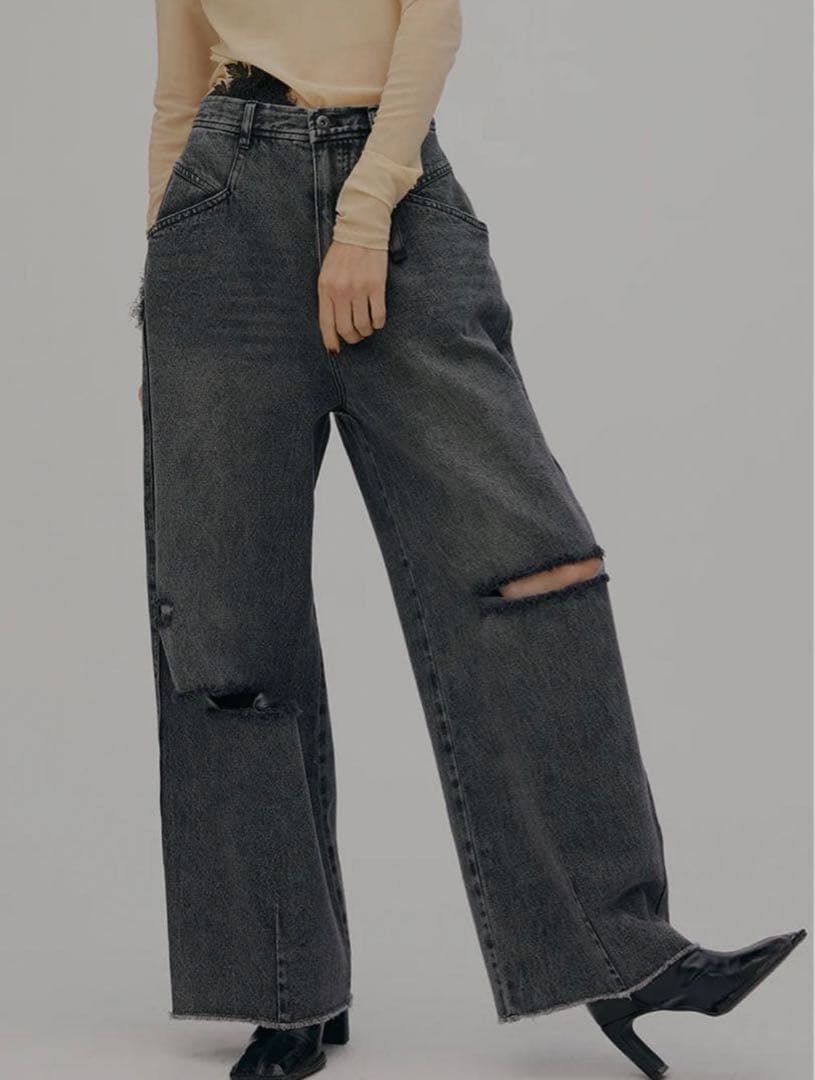 パンツ HEART PATCH DAMAGE DENIM PANTS 25inch