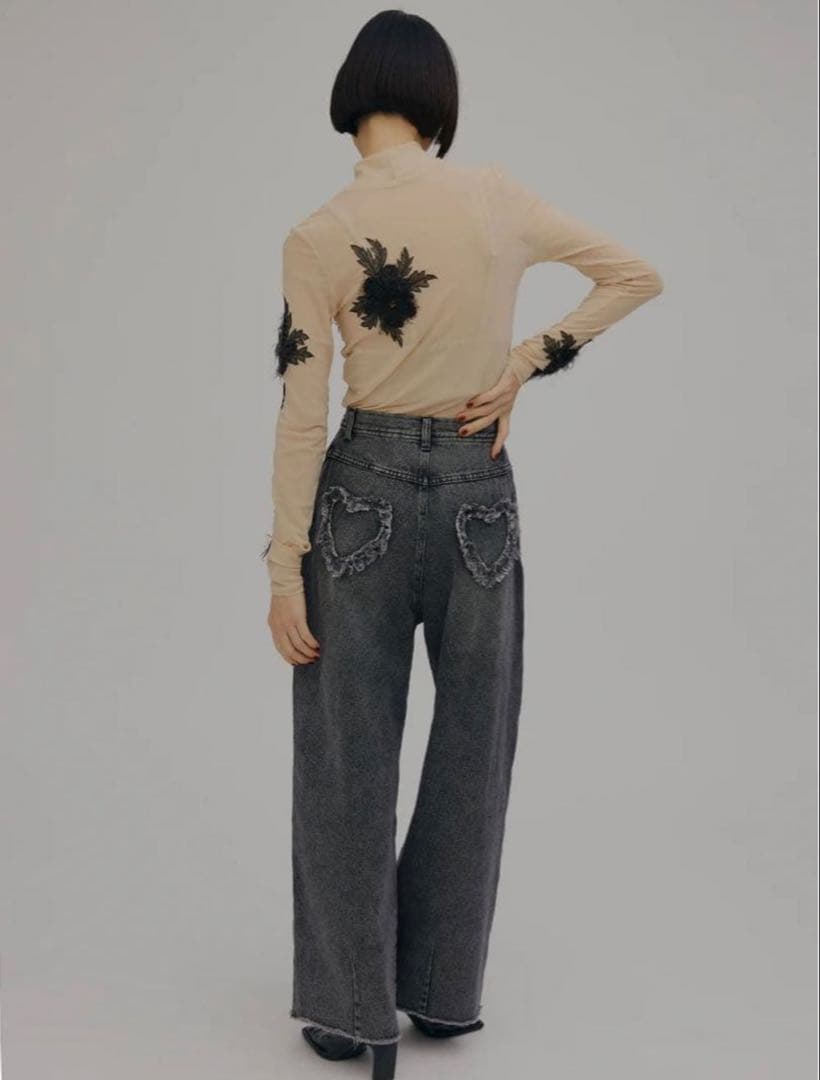 パンツ HEART PATCH DAMAGE DENIM PANTS 25inch