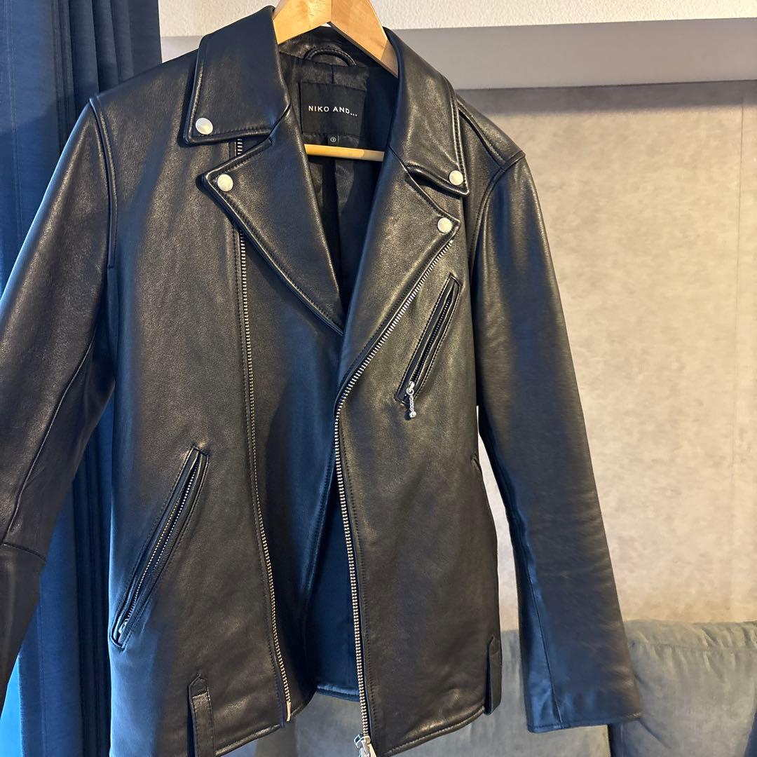 niko and... ラムレザージャケット　ダブル　ブラック　L
