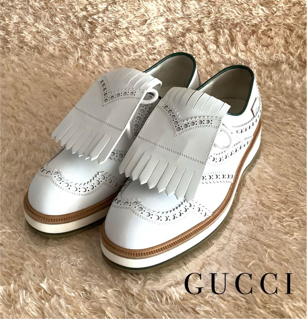 美品✨ グッチ ゴルフシューズ ドレスシューズ レザー ホワイト