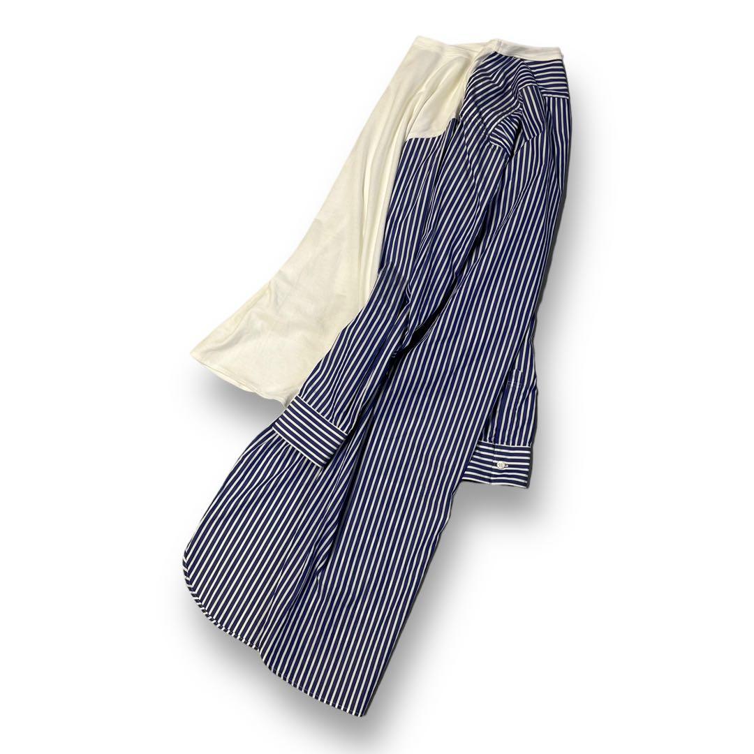 【COMMEdesGARCONS SHIRT】異素材ドッキング ロングシャツ S