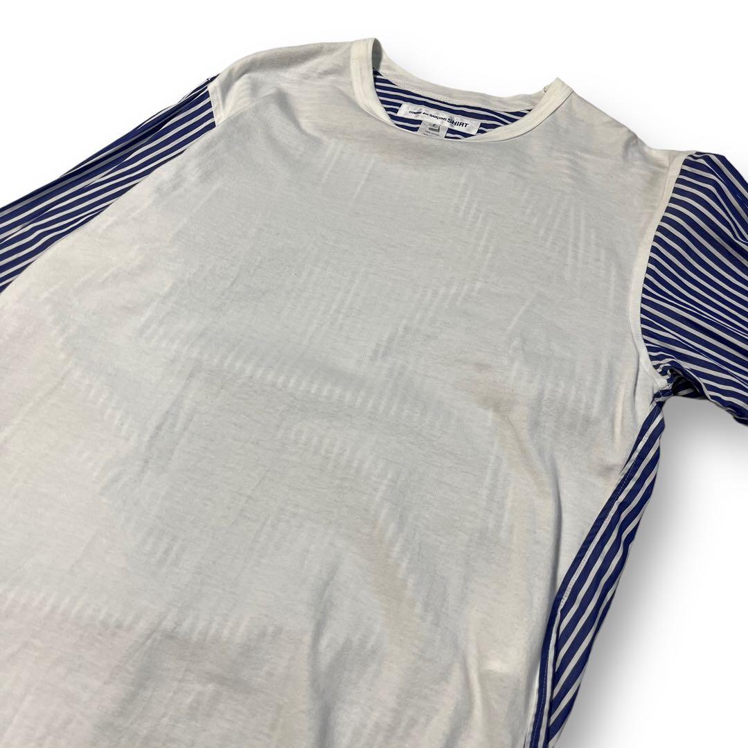 【COMMEdesGARCONS SHIRT】異素材ドッキング ロングシャツ S