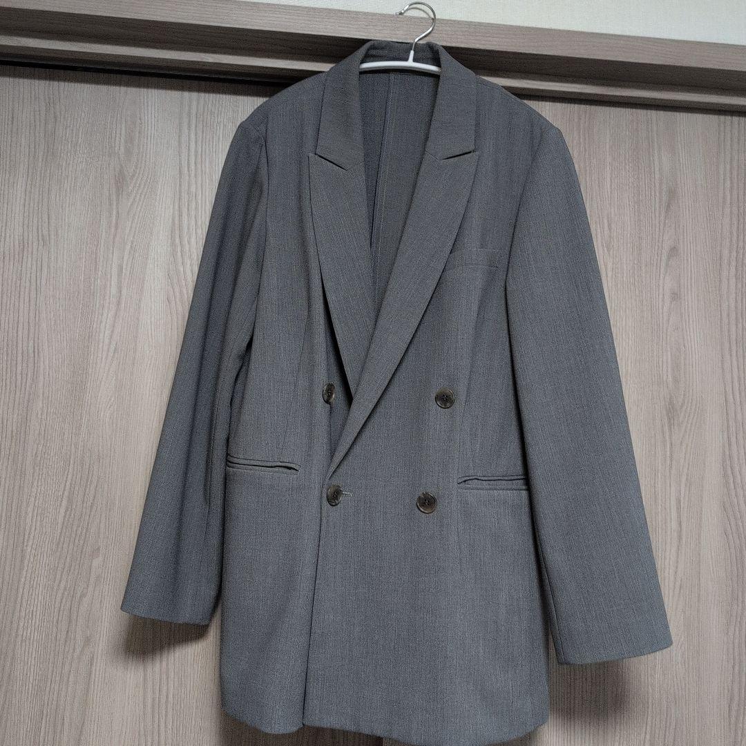 グレー ダブルブレスト パンツスーツ上下　soeju