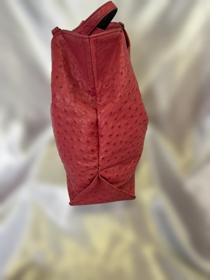 オーストリッチ バッグ 　ショルダー用ベルト付き　財布　3点セット