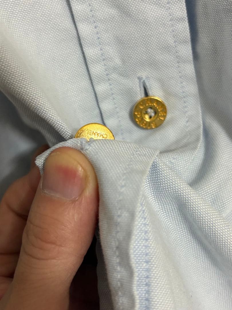 CHANEL ライトブルー ボタンダウンシャツ