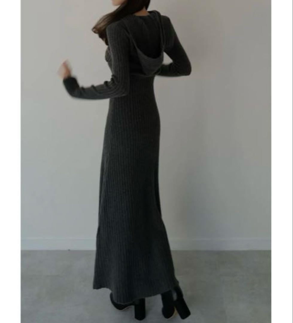 ワンピース maison celon hoodie rib knit dress