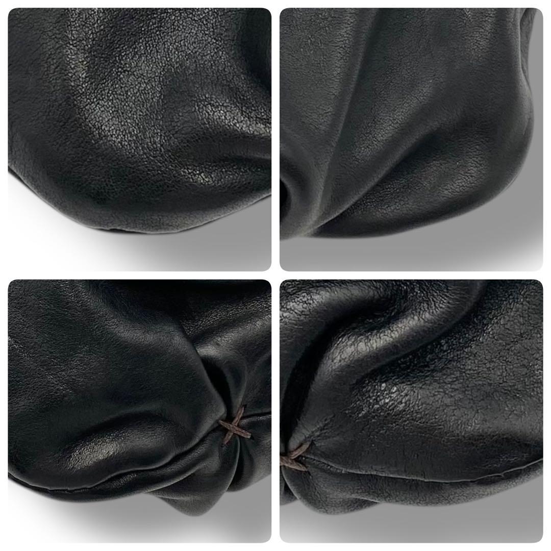 美品 エンリーべグリン レザー ショルダーバッグ 大容量 本革 ブラック 希少