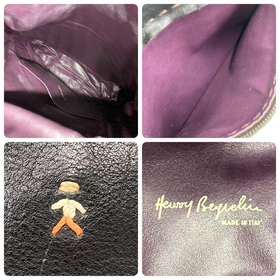 美品 エンリーべグリン レザー ショルダーバッグ 大容量 本革 ブラック 希少