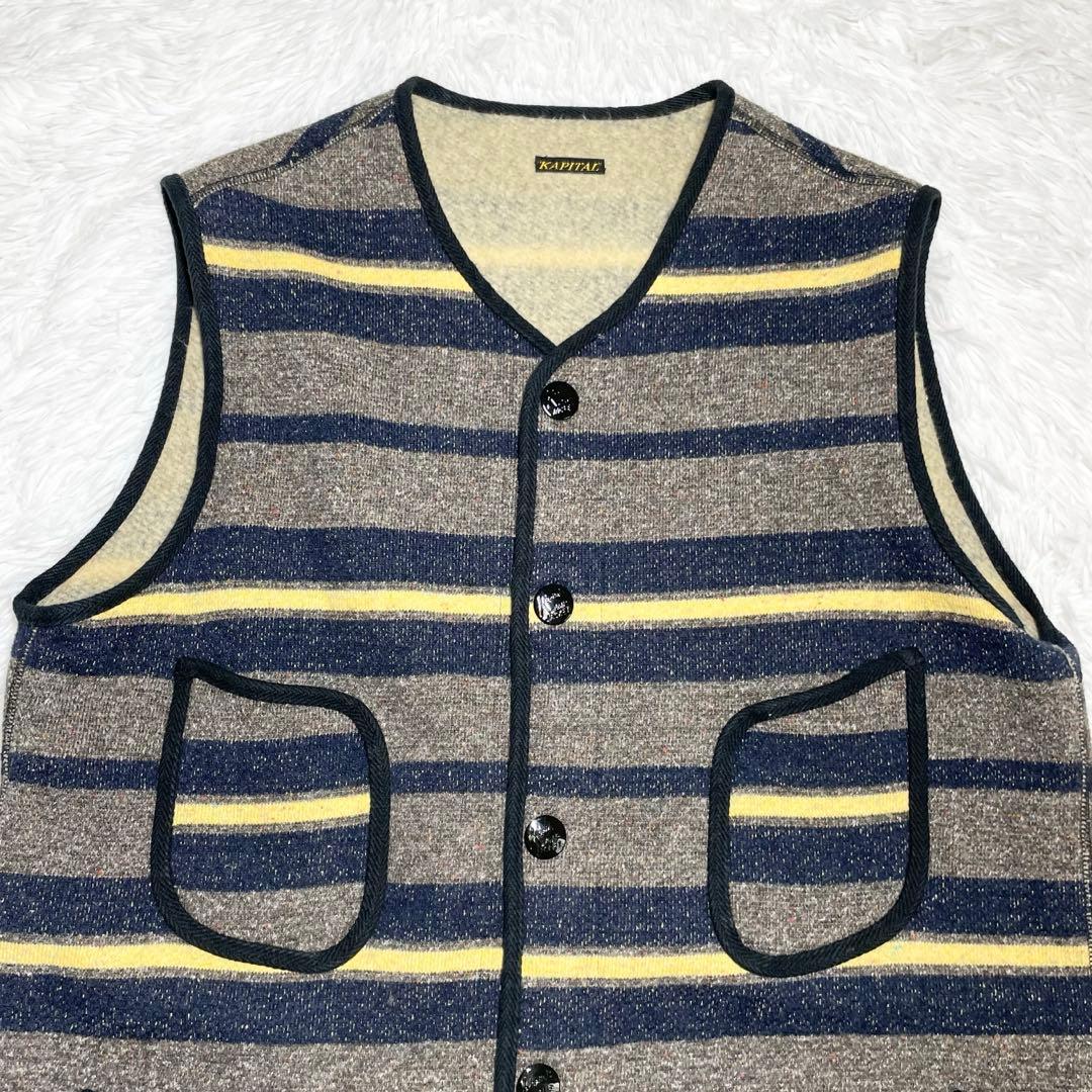 キャピタル　ビーチベスト・ボーダー・ネップライニング・L・裏毛・ビーチクロス