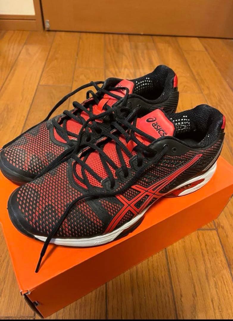 28cm asics テニスシューズ GEL 黒/赤