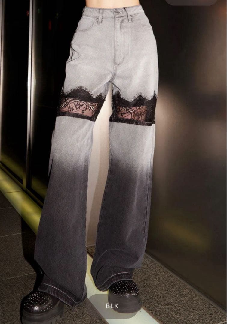 Darich スカラップレースデニムロングパンツ ダーリッチ