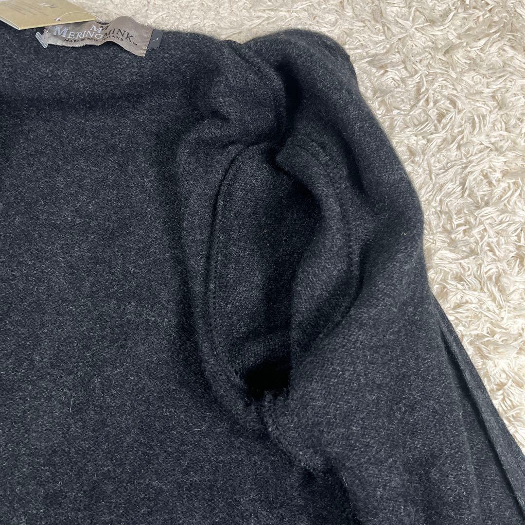 新品•タグ付 メリノミンク メリノウール×ポッサムファーニット ジャケット L