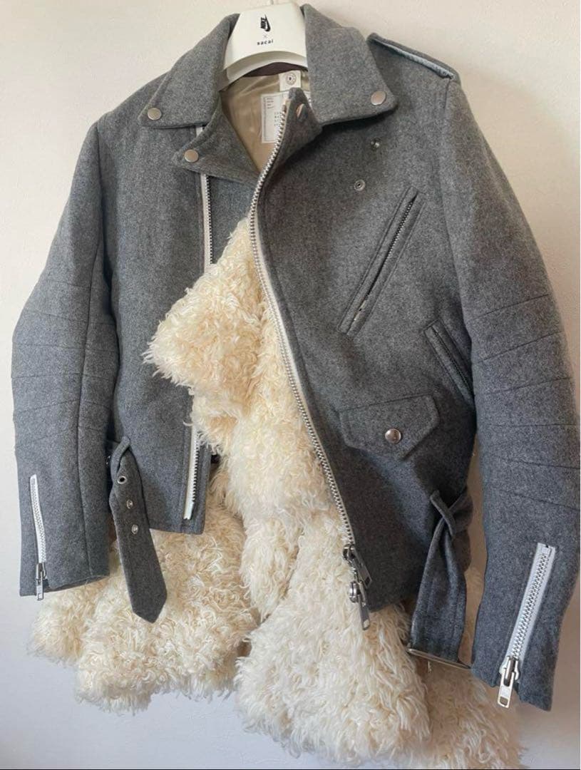 sacai サカイ　ペムラムライダースジャケット　ランウェイ着用品