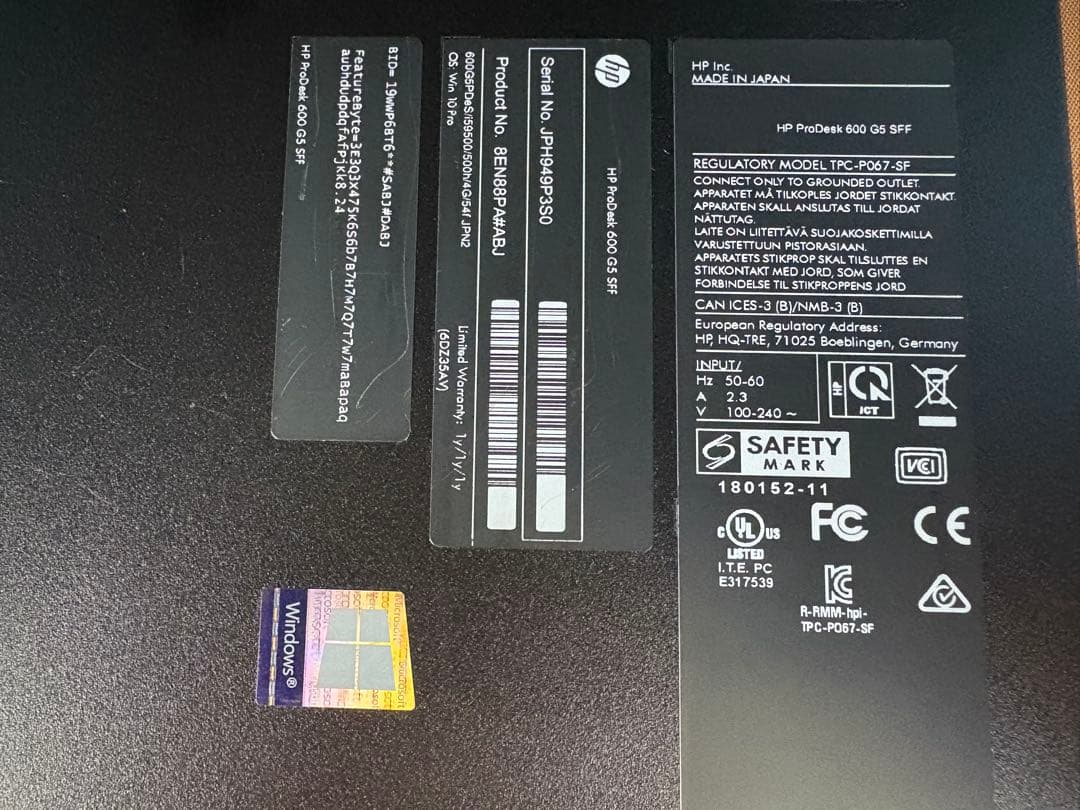 HP Prodesk 600 G5 第9世代i5 メモリ16GB SSD＋HDD