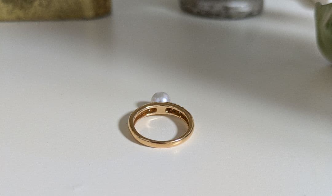 18K ゴールド 真珠とダイヤのリング　スタージュエリー