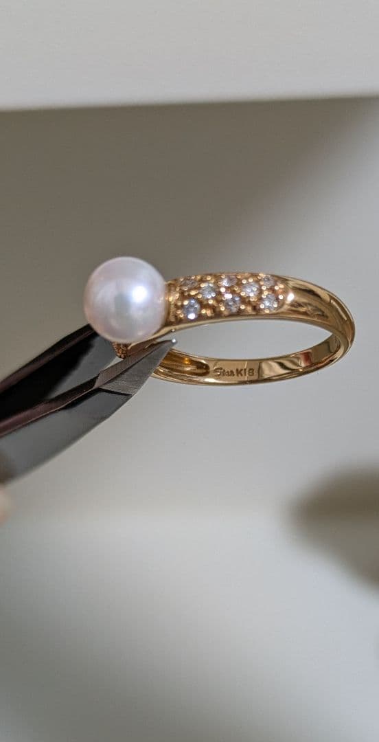 18K ゴールド 真珠とダイヤのリング　スタージュエリー