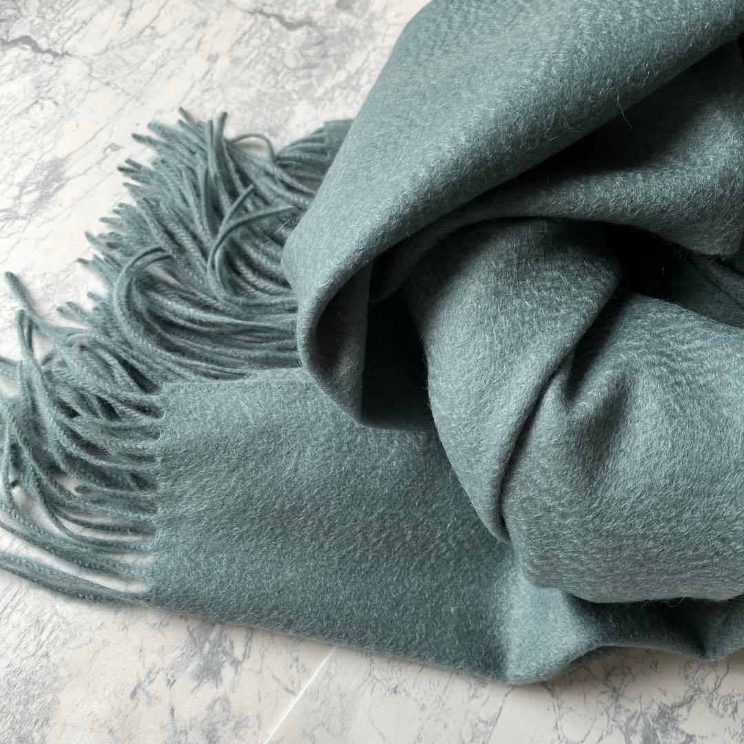 極上カシミヤ100%☆大判 ストール☆ グレイッシュグリーン