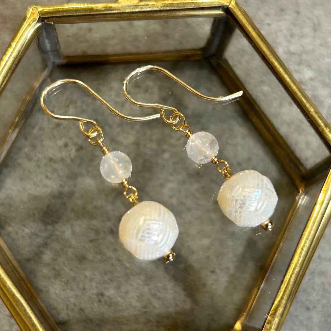 専用おまとめ✳︎カービング淡水パール　合計3点　14kgf　天然石ピアス