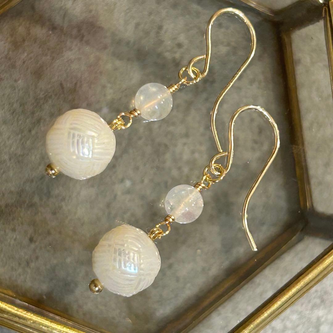 専用おまとめ✳︎カービング淡水パール　合計3点　14kgf　天然石ピアス