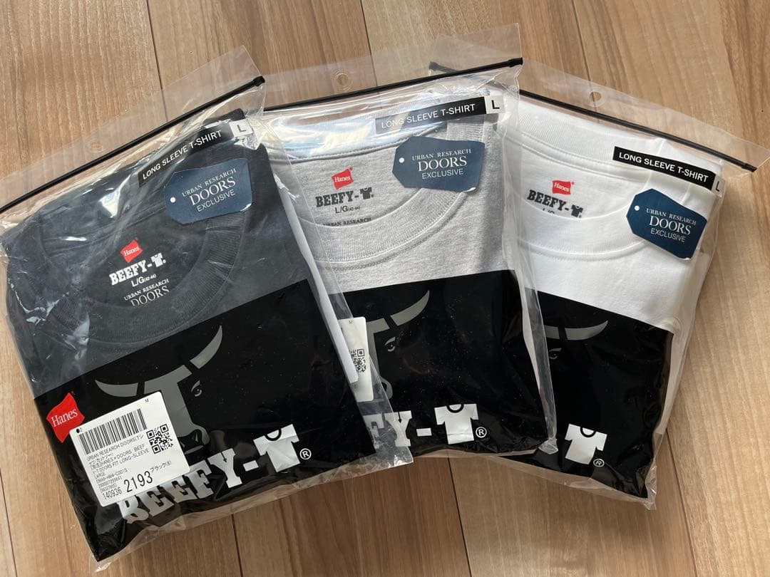 新品 3枚セット 別注 HANES×DOORS BEEFY-T LONG