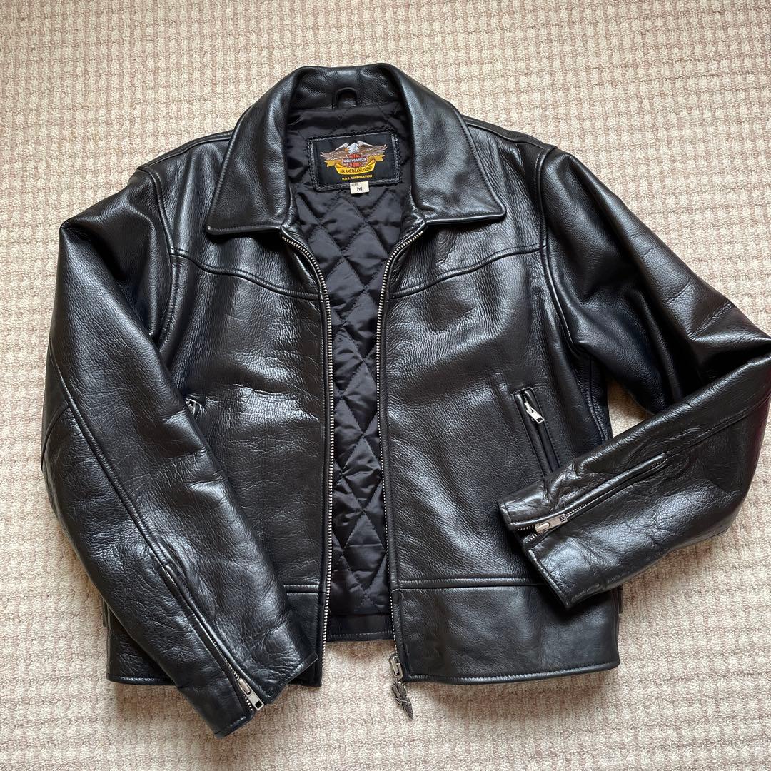 HARLEY-DAVIDSON ブラック シングルライダースジャケット M