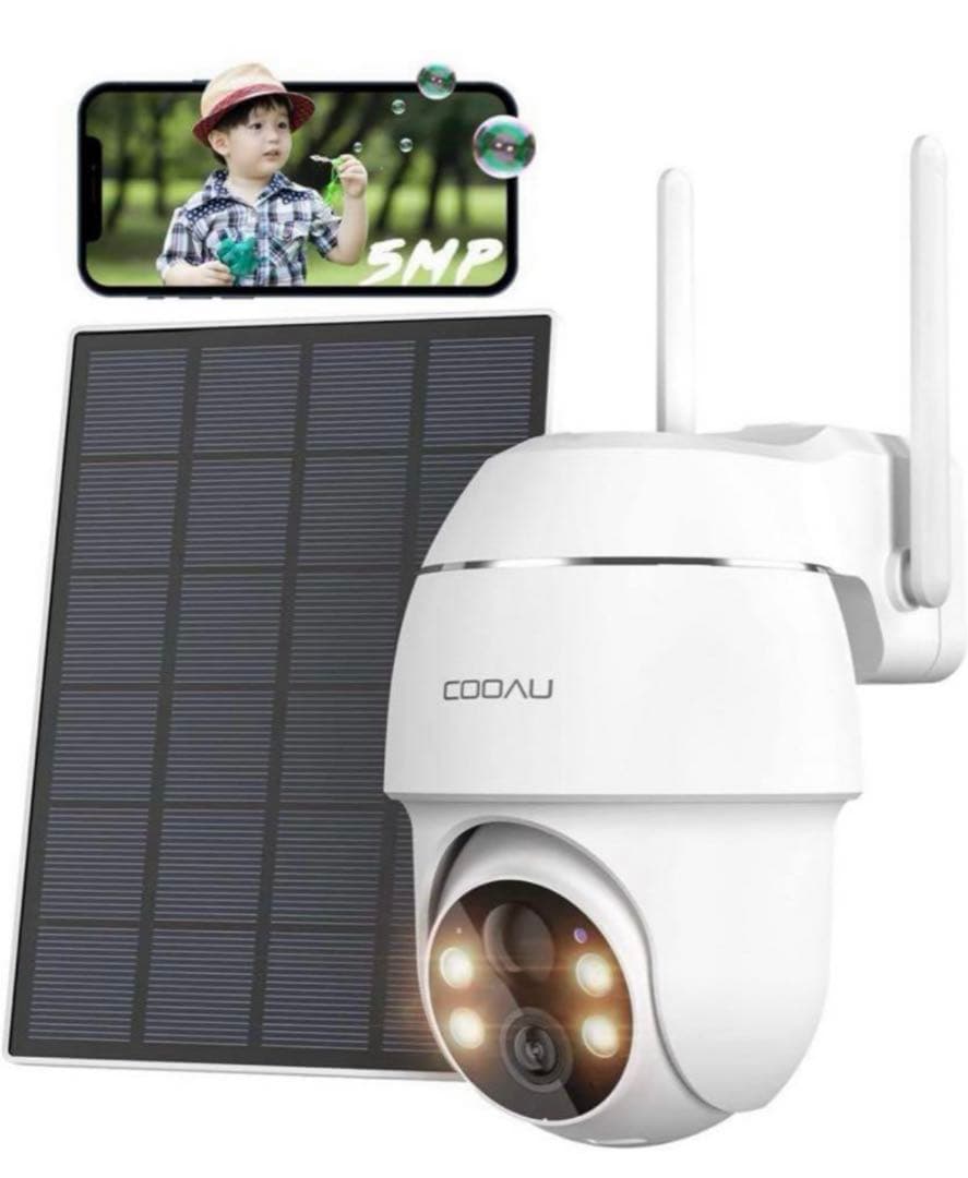 COOAU 防犯カメラ 屋外 ソーラー 2K300万画素 ワイレス 白
