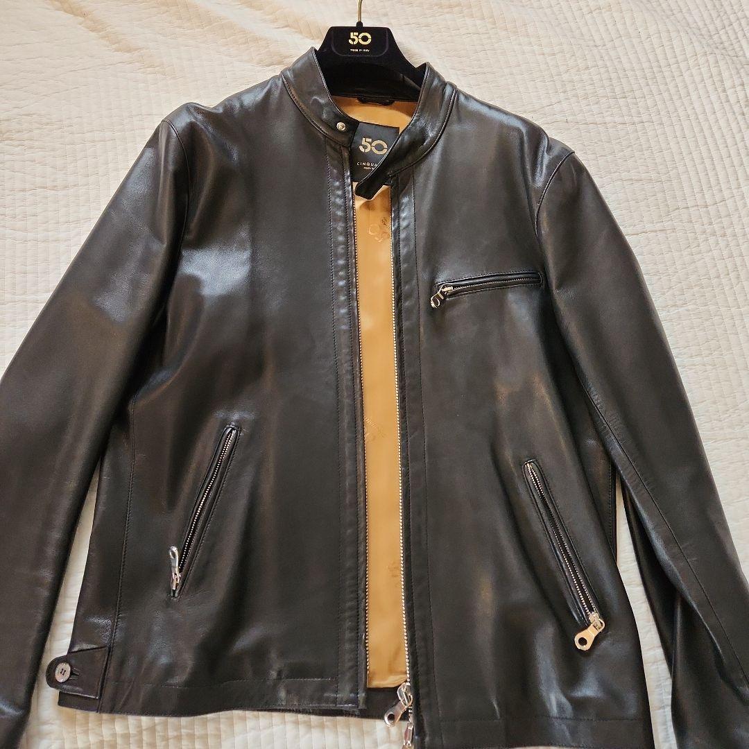 専用極美品 CINQUANTA / スタンドカラー シングルライダースジャケット