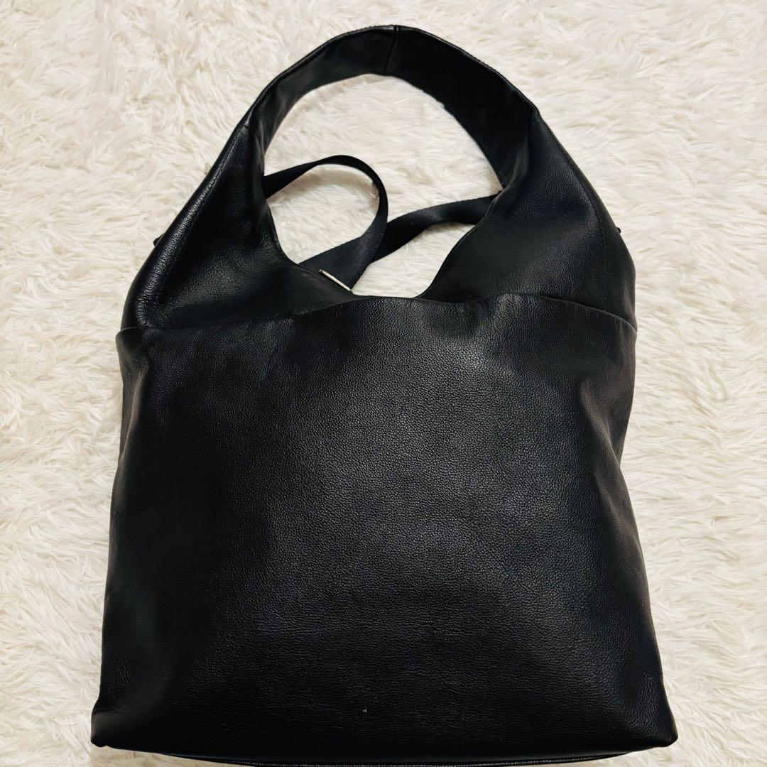 極美品✨ヌンク　シボ革ショルダーバック3way ブラック　ナカム愛用