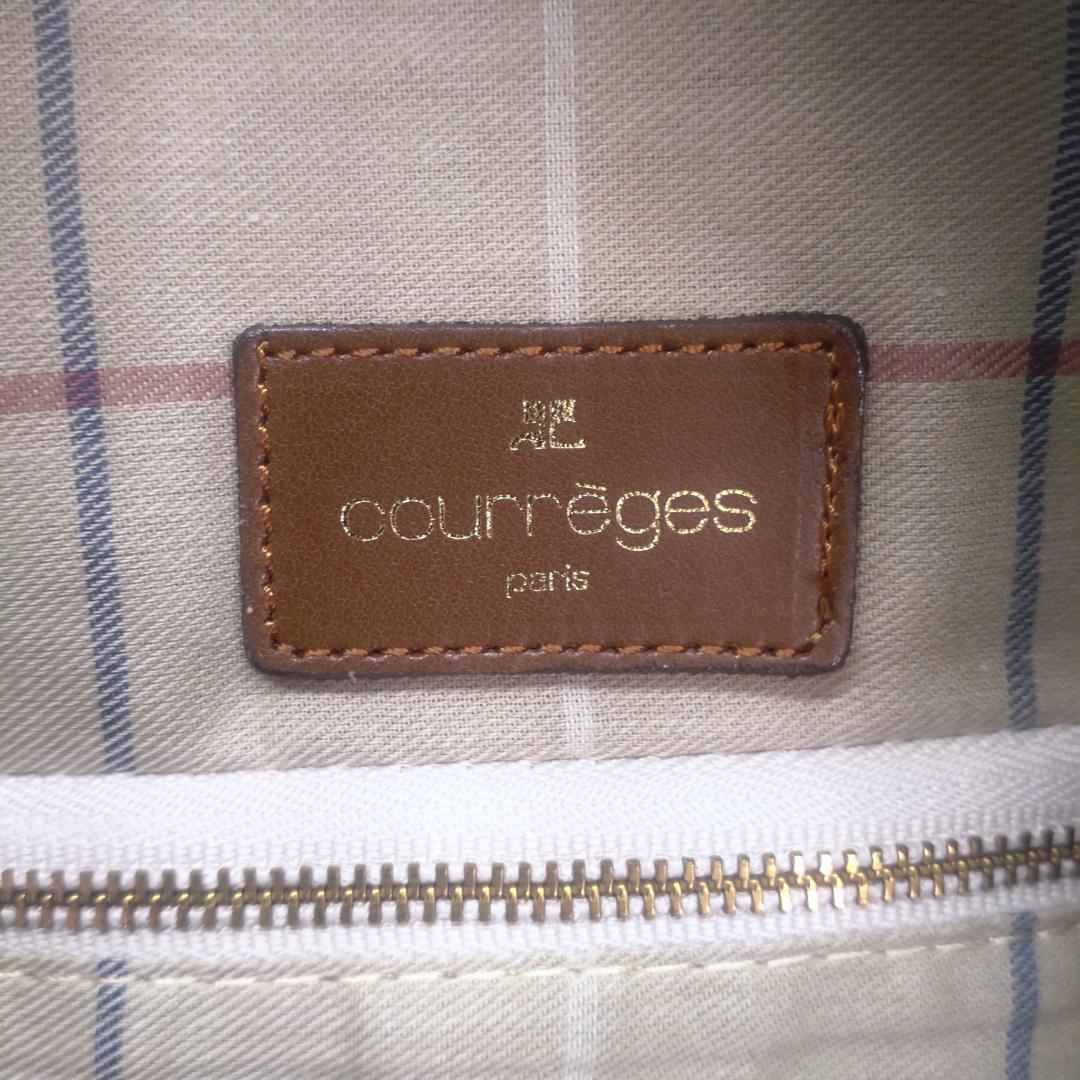 Courreges クレージュ レザー ボストンバッグ ブラウン 大容量