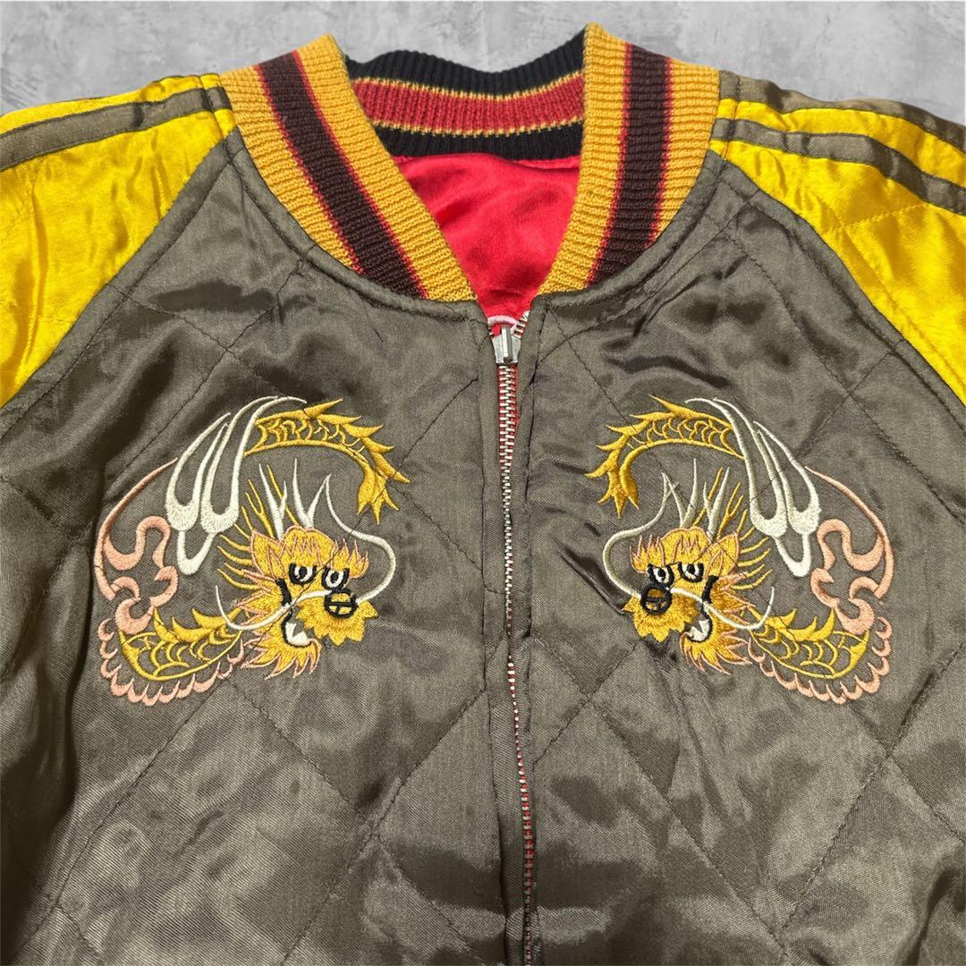 90s-00s DOGTOWN ドッグタウン スカジャン 龍×虎DRAGON刺繍