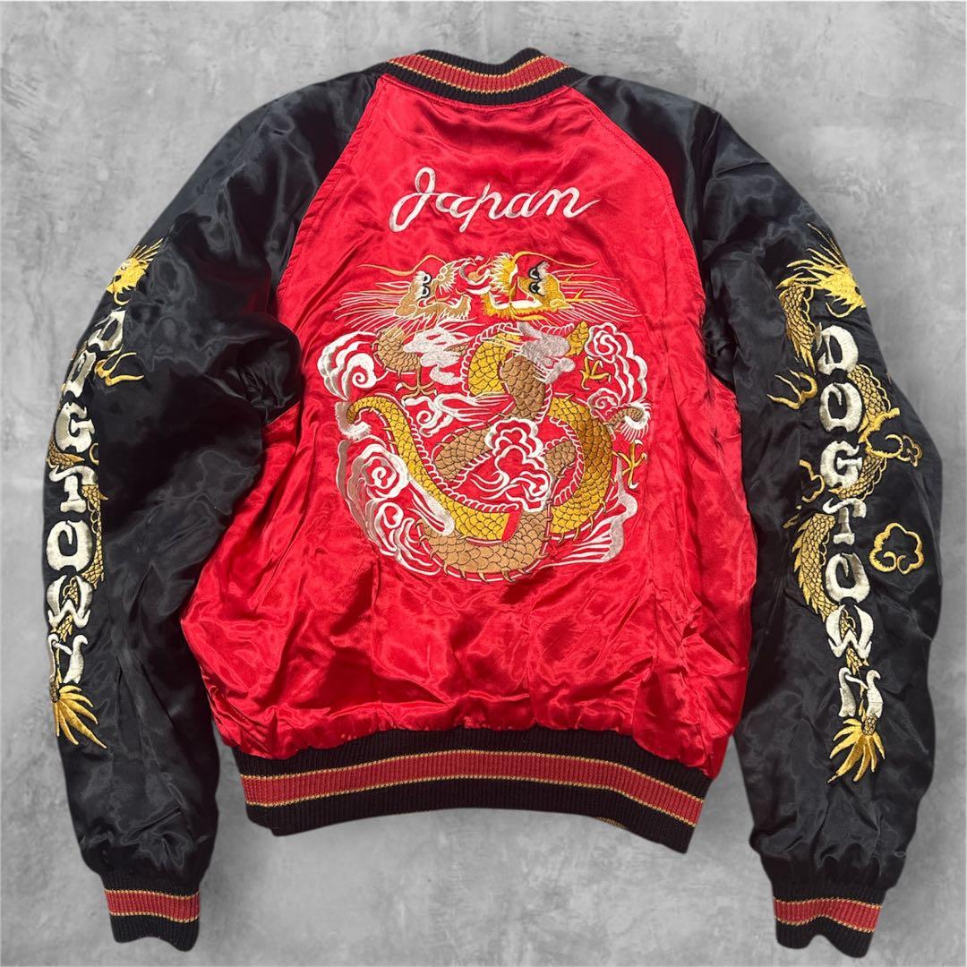 90s-00s DOGTOWN ドッグタウン スカジャン 龍×虎DRAGON刺繍