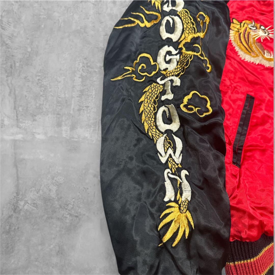 90s-00s DOGTOWN ドッグタウン スカジャン 龍×虎DRAGON刺繍