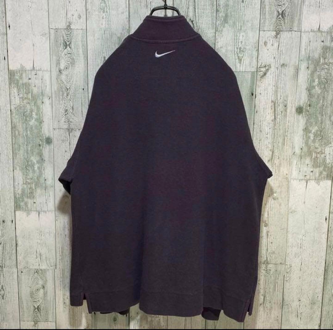 【※レア物】NIKE ナイキ★刺繍ロゴ ハーフジップ スウェット 紫 XL 人気